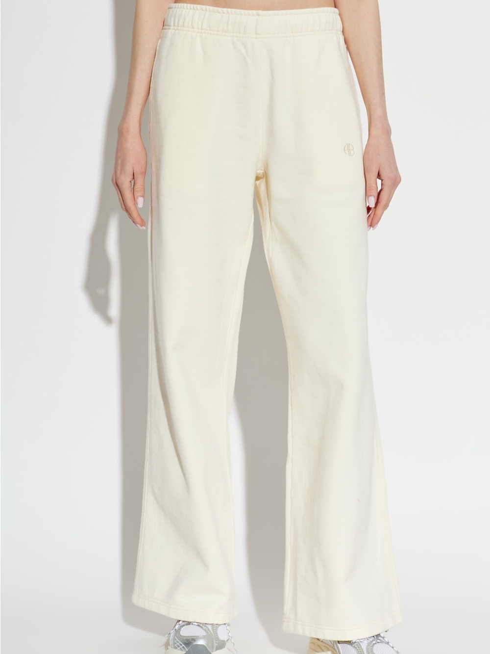 Anine Bing 100% Cotton Kacey Monogram Wide Leg Sweatpants Size S